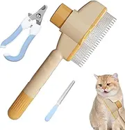 Slicker Brush for Dogs | Kitten Hair Grooming Comb - Portable Release Button Slicker Brush for Long and Short Haired Cats and Dogs
