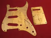 1SET SSS Pickguard & Backplate Spalted maple wood for FD ST Style Guitar #4730