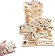 RICOKJRDE Super Naughty Block Tower Game for Couples, Valentine Tumbling Tower Stacking Blocks Game, Wooden Stacking Blocks Date Night Activity & Party Game (48PCS)