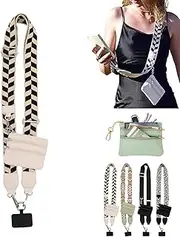 Phone Strap with Zippered Pouch, Clip and Go Strap for Phone with Wallet Crossbody, Phone Strap with Wallet, Cross Body Phone String, Phone Crossbody Strap (D)