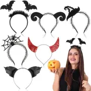 Cindeer 6 Pcs Halloween Headbands Spider Web Witch Hat Bat Glitter Devil Horn...