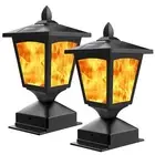 Solar Post Flame Light Outdoor Deck Fence Post Cap Top LED Light wih Flickeri...