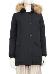 Navy Fur Collar Hood Coat