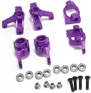 Compatible with Wltoys 144001 144002 144010 124007 124008 124016 124018 124019 Metal Steering Blocks C-Hub Carriers RC Car Upgrades Parts (Color : Purple)