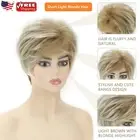 Light Blonde Short Hair Ladies Pixie Wig Layered Heat-Resistant Reusable Gift US