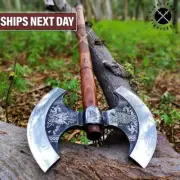 Hand Forged Double Headed Bearded Axe, Viking throwing axe, Gift for men