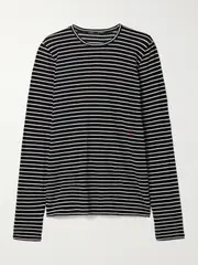 [Proenza Schouler] Proenza Schouler - Mia Striped Cotton And Linen-blend T-shirt - Black - x small x small Black