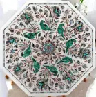 Marble Coffee Table Top Floral Abalone Shell Malachite Inlay Parrot Art Home Dec