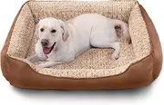 Oiilores XL Dog Bed, Washable Dog Sofa Bed, Calming Anti-Anxiety Pet Beds with Non-Slip Bottom, Soft Plush Rectangle Extra Large Dog Bed, 105x85cm, Brown