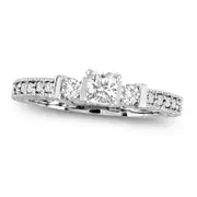 0.63 CT. T.W. Cushion-Cut Natural Diamond Engagement Ring in Solid 14K White Gold
