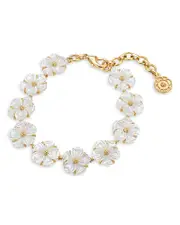 Capucine De Wulf Mermaid Garden Mother Of Pearl Flower Flex Bracelet in 18K Gold Plated OS