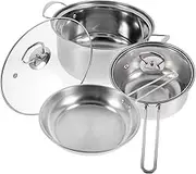 1 Set Stainless Steel Cookware Set Soup Stewing Pot Small Milk Pot Frying Pan Non Stick Cooking Pans for Versatile Kitchen Use