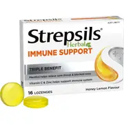 Strepsils Herbal Lozenges Immune Support Honey Lemon 16 pack