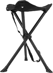 Tripod Stool Folding 200KG Load Bearing Anti Slip Stable Foldable Chair Outdoor Fishing Camping Picnics (Black)
