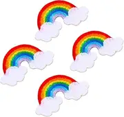 Holibanna 4Pcs Self Adhesive Rainbow DIY Embroidered Patches Creative Appliques for Clothing and Crafts for Repairs and Decoration
