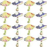 SUNNYCLUE 1 Box 20Pcs Mushrooms Charms Wooden Mushroom Charms Bulk Printed Wooden Large Magic Spring Sun Star Flower Mushroom Charms for jewellery Making Charms Supplies DIY Crafting Necklace Bracelet