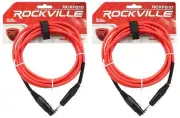 2 Rockville RCXFB10R Red 10' Female REAN XLR to 1/4'' TRS Balanced Cables OFC