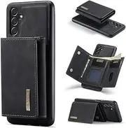 [Yidai-Silu] Galaxy A14 PU Leather Case 【2in1 Design, Kickstand Function】 Detachable Magnetic Wallet Card Holder Case TPU Shockproof Back Cover for Samsung Galaxy A14 6,6" - Black