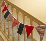 RED WHITE BLUE, Patriotic USA Fabric Bunting, Party Banner, STARS STRIPES 3.5 ft