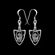 Arrowhead Earrings • 925 Sterling Silver • Wolf Design • Howling Wolves •...