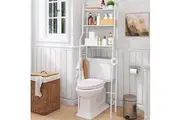 OZNALA 3 Tier Toilet Holder Shelf Bathroom Rack Laundry Washing Machine Storage Shelves-White