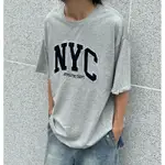 【LAS SELECT】韓國 美國 日本 街頭 🗽NYC刺繡貼布 短TEE 春夏 寬鬆 落肩 情侶 男女 紐約 美式