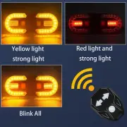 LED USB Rechargeable Bike Tail Light Set Remote Turn XP C Brake Bicycle L9M4