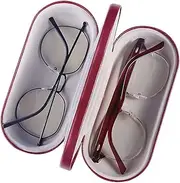 [Kanasi] Double Glasses Case Hard Shell, 2 in 1 Dual for Two Frames, Red, Size: 6.2 x 2.8 x2.6 inches, Red, Size: 6.2 x 2.8 x2.6 inches