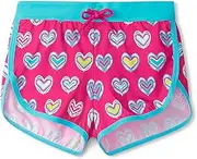 [Hatley] Girls' Pink Shibori Hearts Swim Shorts (Toddler/Little Big Kid)