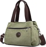 [DOURR] Hobo Handbags Canvas Crossbody Bag for Women, Multi Compartment Tote Purse Bags