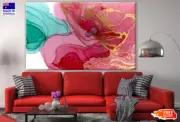 Pink Green & Gold Abstract Design Wall Canvas Home Decor Australian Made Quality