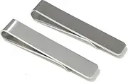 [Disenkelubo] 2PCS Silver Tie Bar Clip for Men, Exquisite Smooth Surface Business Suit Necktie Bar, Satinized Tie Clasp Pin Present to Dad Husband Brother for Important Work Occasion Wedding Anniversary