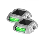 12Leds Solar LED Pathway Driveway Lights Lamp Dock Step Road Safety Marker Lamp Green
