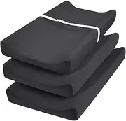 david's Kids 3 Pack Changing Pad Cover Set, Ultra Soft Breathable Cozy Microfiber Diaper Change Table Sheets for Baby Girls, Fit Most Changing Pads, Black