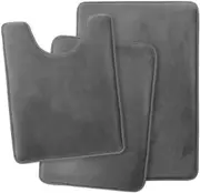 Bathroom Rugs Memory Foam Bath Mat Set for Bathroom, Non Slip Absorbent Velvet - Fast Drying –Bathroom Rug and Contour Rug Set 3 Piece -Grey