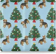 [Amooorous] Cartoon Cute Merry Christmas Tree Dog Pu Leather Auto Registration Insurance & ID Card Holder Auto Truck Comparment Accessories Case for Cards, Essential Document, Driver License Vehicle, Cartoon cute