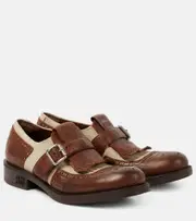 [Miu Miu] Miu Miu x Church's Shanghai leather and canvas shoes AU 8.5 brown