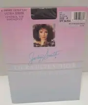 Vtg JACLYN SMITH Lycra Ultra Sheer Control Top Sandal Pantyhose OFF BLACK SIZE A