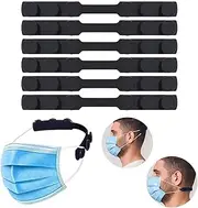 Mask Extender， Silicone Extending Hook Belt Ear Strap Hook Mask Hook, Adjustable Anti-Slip Mask Holder for Relieve Long-time Wearing Ears' Pressure & Pain(6PCS) (Black)