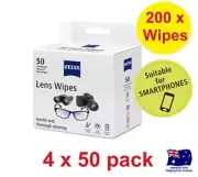 200 X ZEISS LENS WIPES CLEANING OPTICAL GLASSES CAMERA IPHONE MOBILE- 200 WIPES