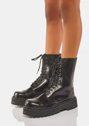 [Underground UK] Commando 10 Eyelet Leather Combat Boots