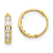 14K Yellow Gold White CZ Mini Hinged Hoop Earrings Madi K Children's Jewelry