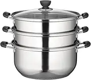 Professional Kitchen Steamer Pot, 3 Tier, Commercial & Home Use, Size 32-36cm,Casserole,Stockpot,Soup Pot
