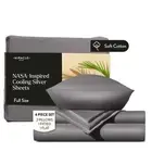 Luxe Cooling Bed Sheets - Stone - 4 Piece Silver Infused - 300-Thread-Count -...