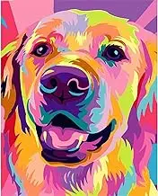 Painting by Numbers Golden Retriever, DIY Acrylic Paint by Numbers Kit Canvas Oil Paint by Number for Adults Kids Beginner Coffee Restaurant Decoration 16" x 20" / 40 x 50 cm