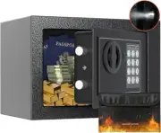 Fireproof Money Safe Box, Security Safe with Digital Keypad, Keys & Sensor Light