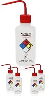 LABINVO 4pcs of Acetone Wash Bottles, Vol.500ml (17oz), Narrow Mouth, Self-Venting Safety Wash Bottles, LDPE Material, IN-WBA500