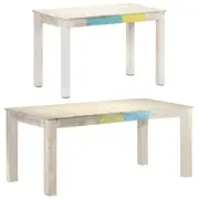 Solid Mango Wood Dining Table White Dinner Table 120x60x76/180x90x76 cm vidaXL