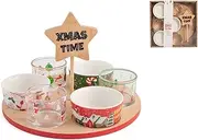 H&H Christmas Aperitif Set of 8, Bamboo Base, 25 cm