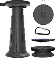 LOCYOP Telescoping Stool with Cushion,Retractable Stool More Sturdy Capacity 550Ib,Portable Collapsible Camping Stools Adjustable Folding Stool for Garden Fishing Hiking Mountain BBQ (Black)